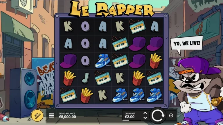 Smokey si rakun dalam permainan slot Le Rapper