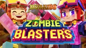 Tampilan antarmuka permainan slot Zombie Blasters dengan elemen visual retro